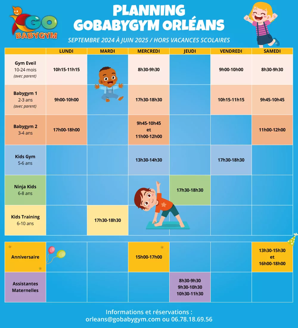Planning Gobabygym Orléans