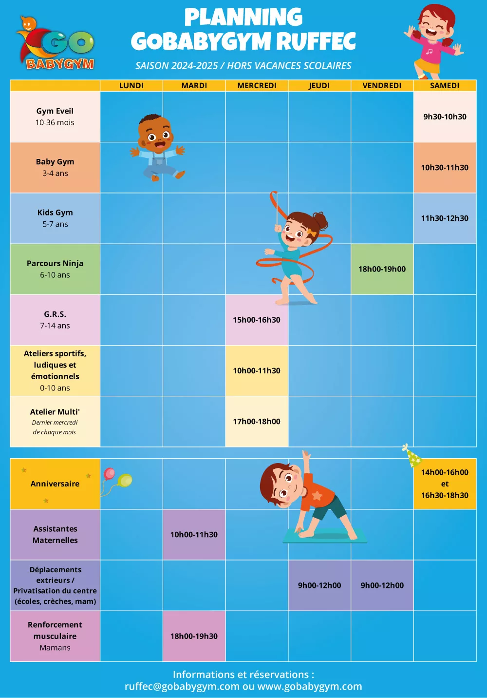 Planning Gobabygym Ruffec